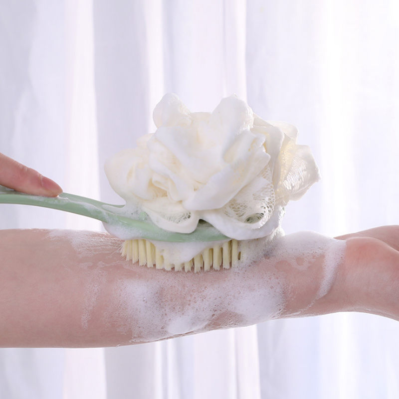 Long Handle Double-Sided Soft Fur Bath Brush Back Brush Adult Rubbing Mud Cleaning Bath Brush Yellow Background with Florals Bath Brush