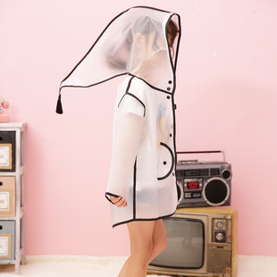 Korean Style Disposable Children's Raincoat Thickened Collar Drawstring Sleeves Elastic Outdoor Children Pupil Raincoat Wholesale