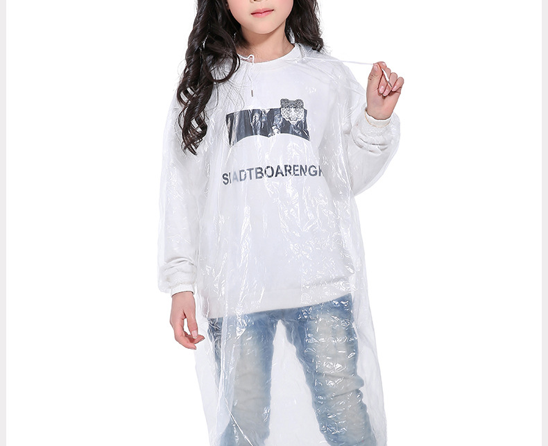 Korean Style Disposable Children's Raincoat Thickened Collar Drawstring Sleeves Elastic Outdoor Children Pupil Raincoat Wholesale