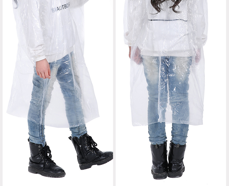 Korean Style Disposable Children's Raincoat Thickened Collar Drawstring Sleeves Elastic Outdoor Children Pupil Raincoat Wholesale