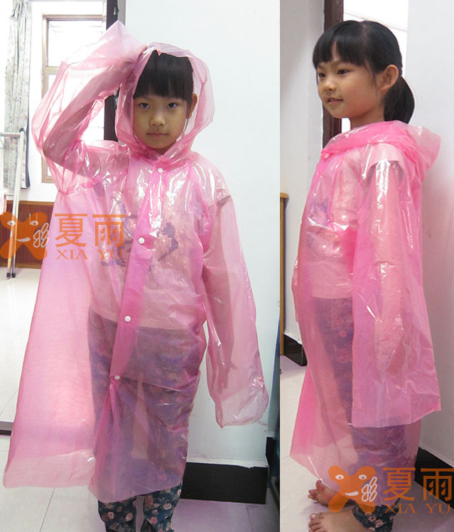 Korean Style Disposable Children's Raincoat Thickened Collar Drawstring Sleeves Elastic Outdoor Children Pupil Raincoat Wholesale