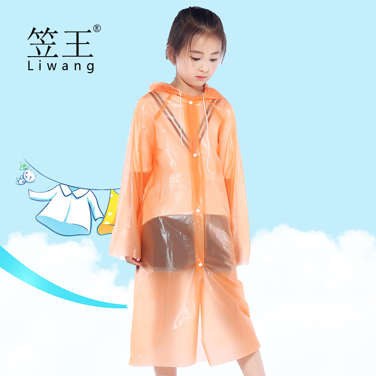 Yiwang Brand Yiwu Factory Direct Sales Factory Shop Button PEVA Children&#039;s Outdoor Travel Thickened Disposable Raincoat