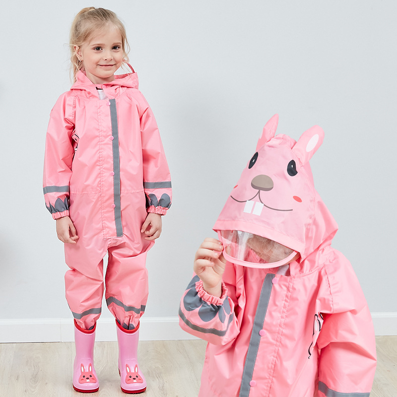 Cross-Border Supply  Stereo Boy Baby Child Conjoined Raincoat Girl Lightweight Hooded Child Poncho