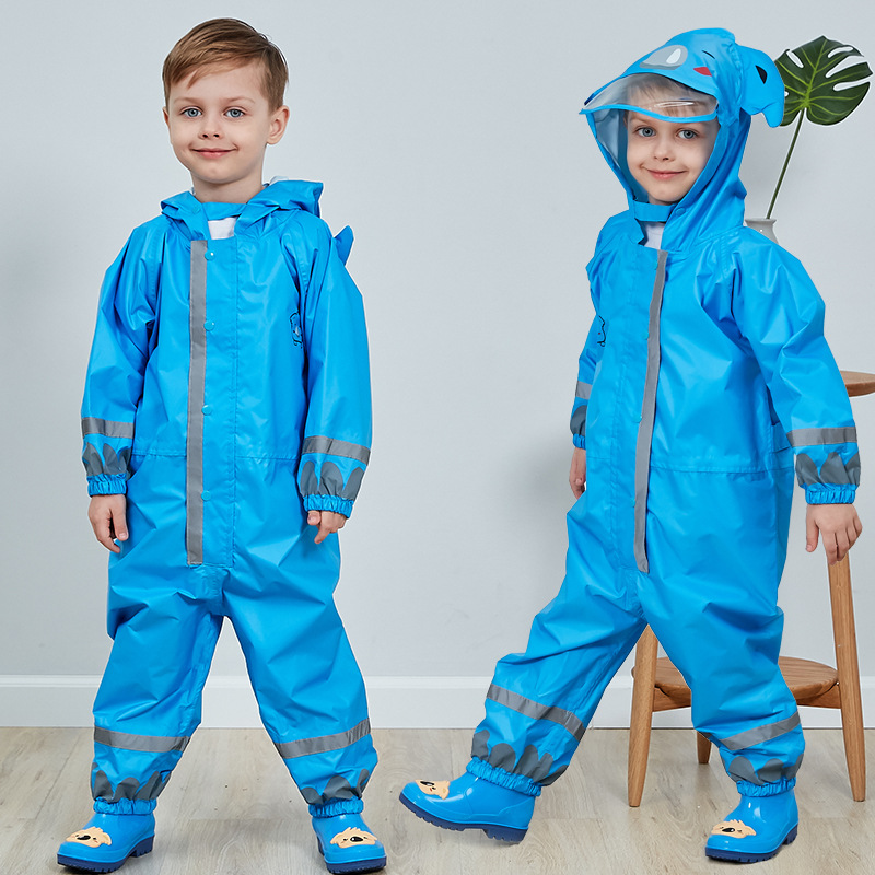 Cross-Border Supply  Stereo Boy Baby Child Conjoined Raincoat Girl Lightweight Hooded Child Poncho