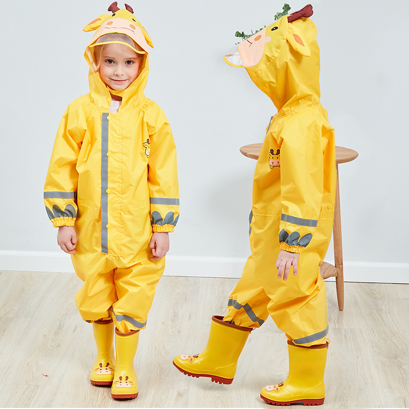Cross-Border Supply  Stereo Boy Baby Child Conjoined Raincoat Girl Lightweight Hooded Child Poncho