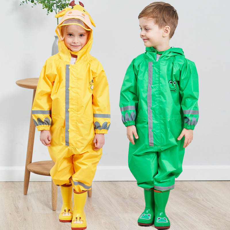Cross-Border Supply  Stereo Boy Baby Child Conjoined Raincoat Girl Lightweight Hooded Child Poncho