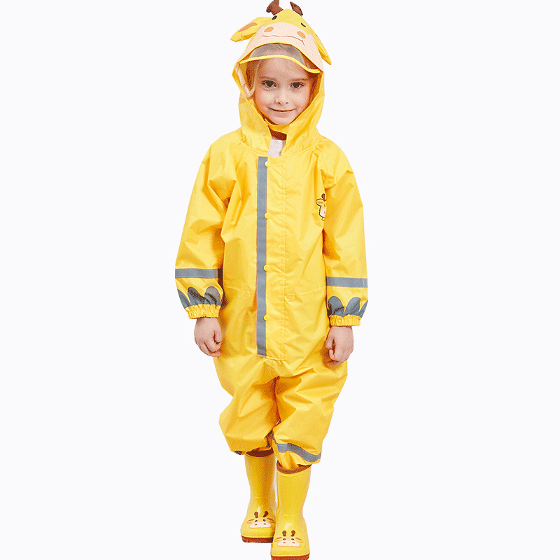 Cross-Border Supply  Stereo Boy Baby Child Conjoined Raincoat Girl Lightweight Hooded Child Poncho