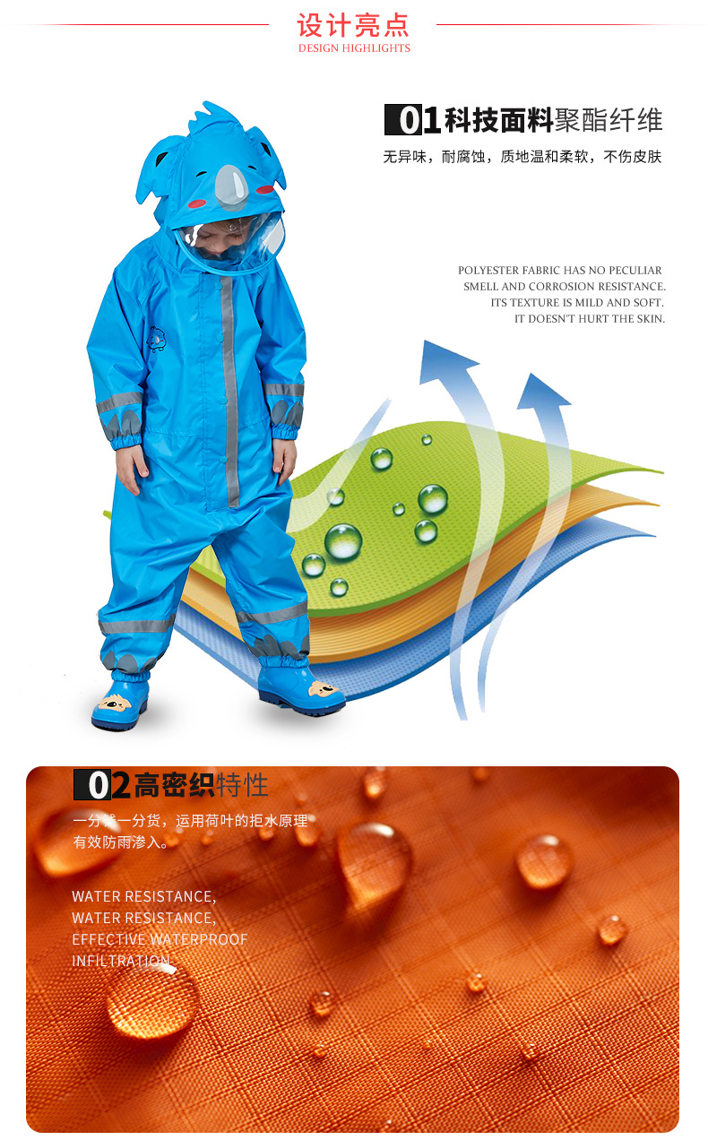 Cross-Border Supply Stereo Boy Baby Child Conjoined Raincoat Girl Lightweight Hooded Child Poncho Cross-Border Supply Stereo Boy Baby Child Conjoined Raincoat Girl Lightweight Hooded Child Poncho