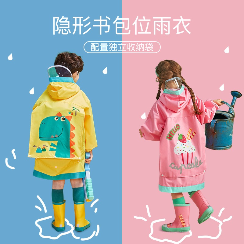 Oxford Cloth Children&#039;s Raincoat with Space for Schoolbag Boys and Girls Primary School Environmental Protection Poncho