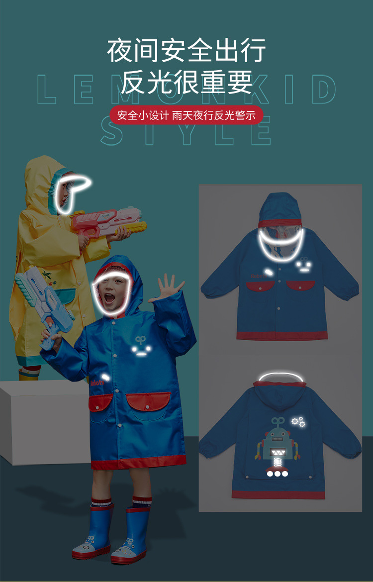 Oxford Cloth Children's Raincoat with Space for Schoolbag Boys and Girls Primary School Environmental Protection Poncho Oxford Cloth Children's Raincoat with Space for Schoolbag Boys and Girls Primary School Environmental Protection Poncho