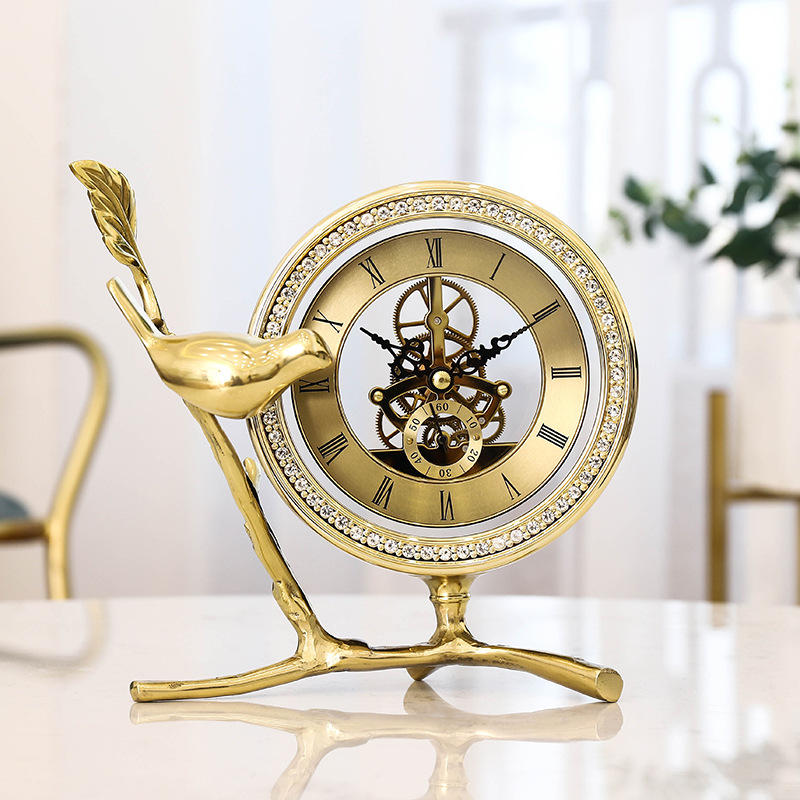 Pure Copper Creative Clocks American Living Room Home Desk Clock Desktop Clock Desktop Decoration European Mute Decorative Clock