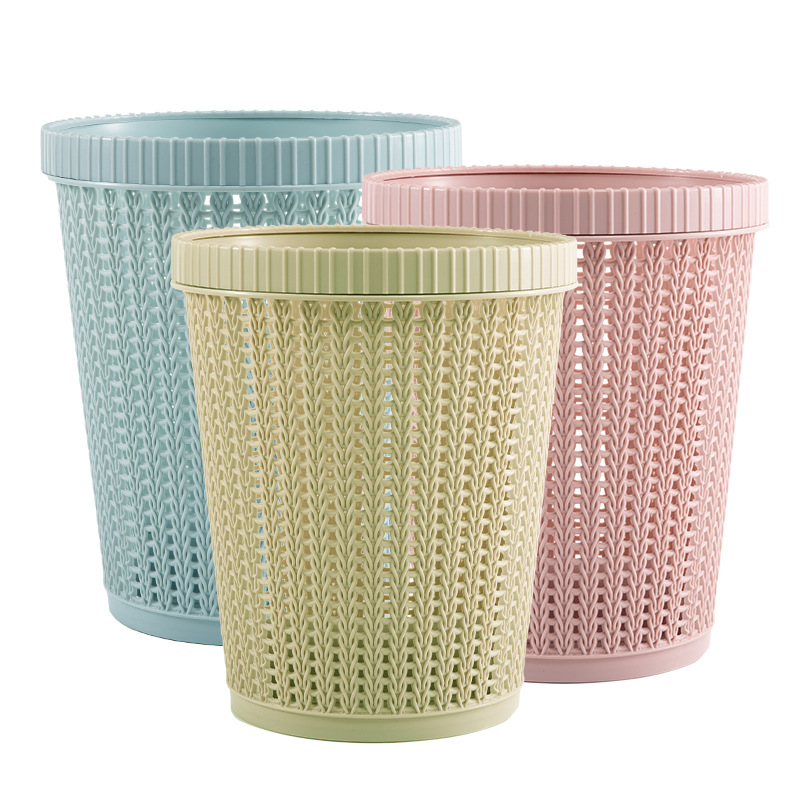 Factory Direct New Style Rattan-like round Pressure Ring without Cover Plastic Trash Can Household Self-Pumping Garbage Bag Plastic Bucket