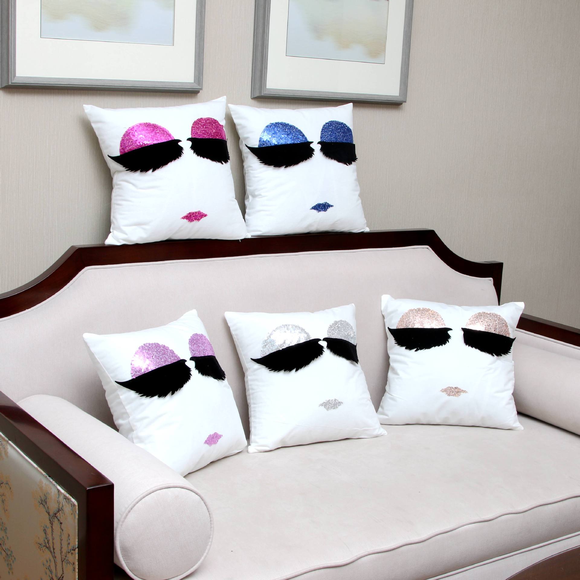 Korean Style Hot Sale Fashion Eyelash Square Cushion Creative Sequins Big Eyes Pillow Living Room Backrest Pillow Wholesale Korean Style Hot Sale Fashion Eyelash Square Cushion Creative Sequins Big Eyes Pillow Living Room Backrest Pillow Wholesale