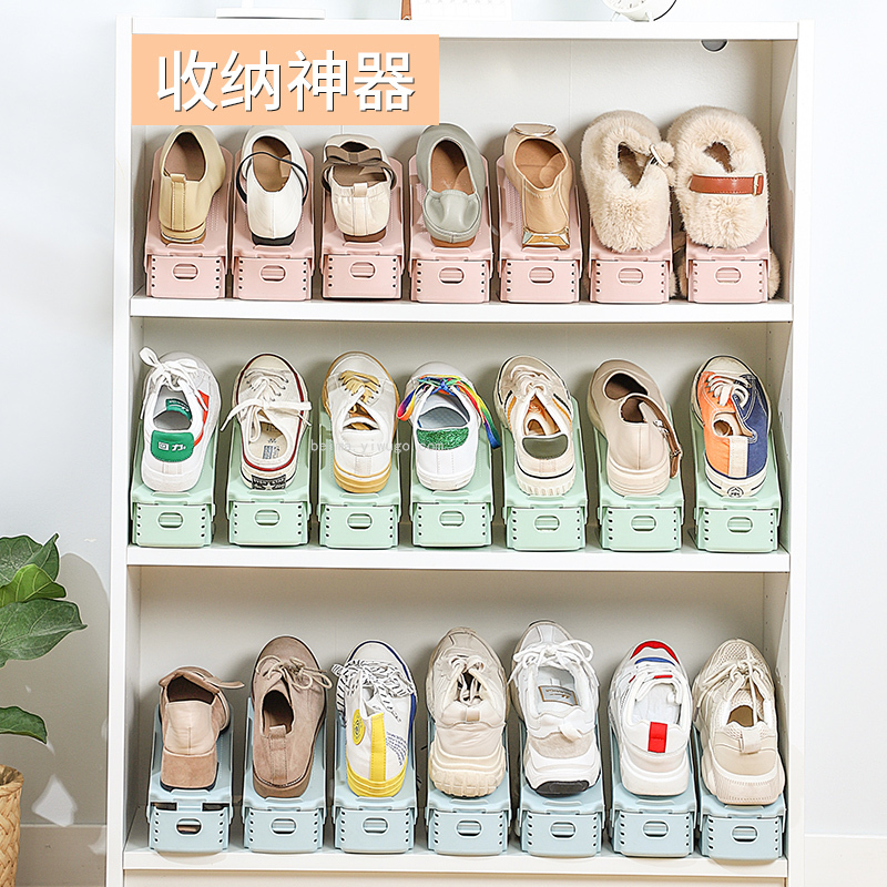 Shoe Storage Artifact College Dormitory Dormitory Household Finishing Shoe Cabinet Double Layer Adjustable Space Saving Shoe Rack