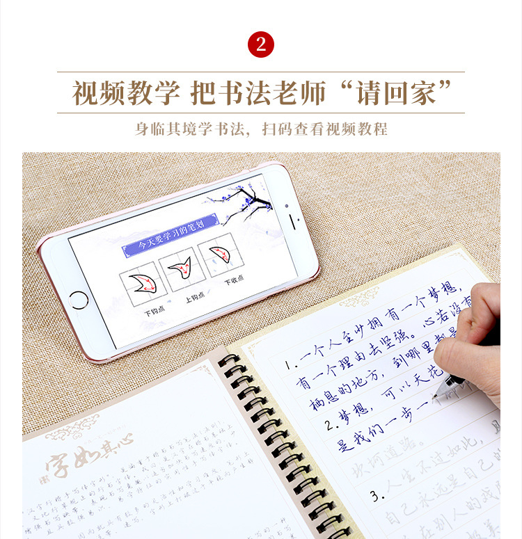 Nanguoshuxiang Calligraphy Practice Board Magic Adult Pen Calligraphy Practice Board Running Book Xing Kai Student Hard-Pen Copybook 10 Sets