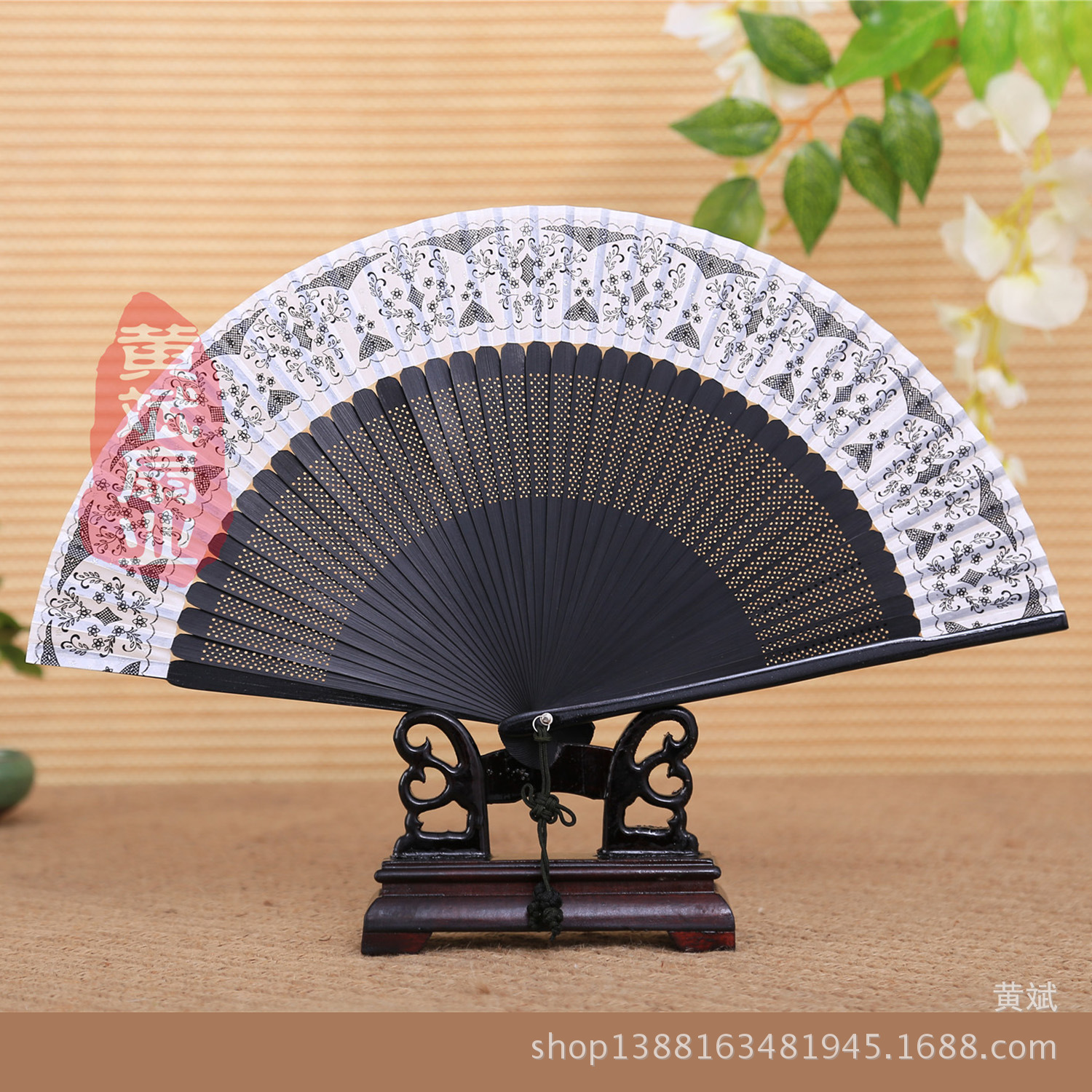 42 Square Chinese Style Painted Blue and White Porcelain Fan * Bamboo Fan Craft Gift Daily Use * Factory Direct Sales * High-End Female Fan