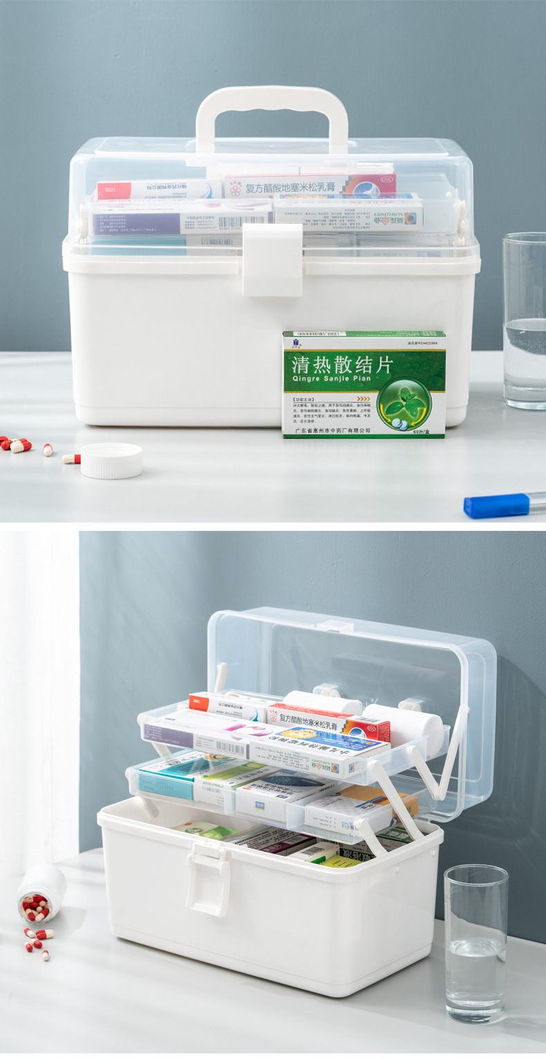 First Aid Medicine Box Plastic Family Pack Medicine Storage Box Household Emergency Three-Layer Transparent Separated Portable Outcalls Case First Aid Medicine Box Plastic Family Pack Medicine Storage Box Household Emergency Three-Layer Transparent Separated Portable Outcalls Case
