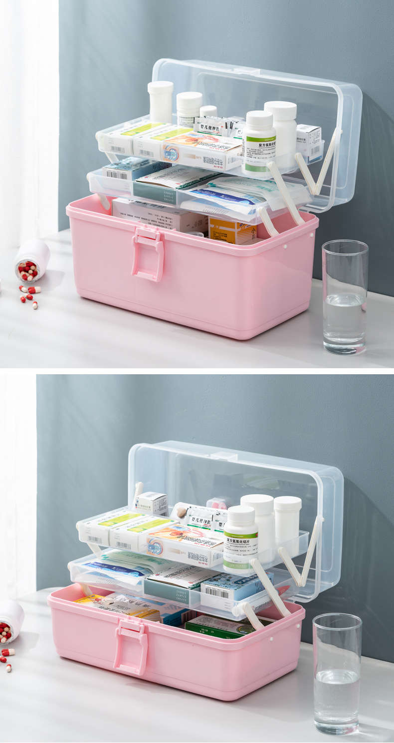 First Aid Medicine Box Plastic Family Pack Medicine Storage Box Household Emergency Three-Layer Transparent Separated Portable Outcalls Case First Aid Medicine Box Plastic Family Pack Medicine Storage Box Household Emergency Three-Layer Transparent Separated Portable Outcalls Case
