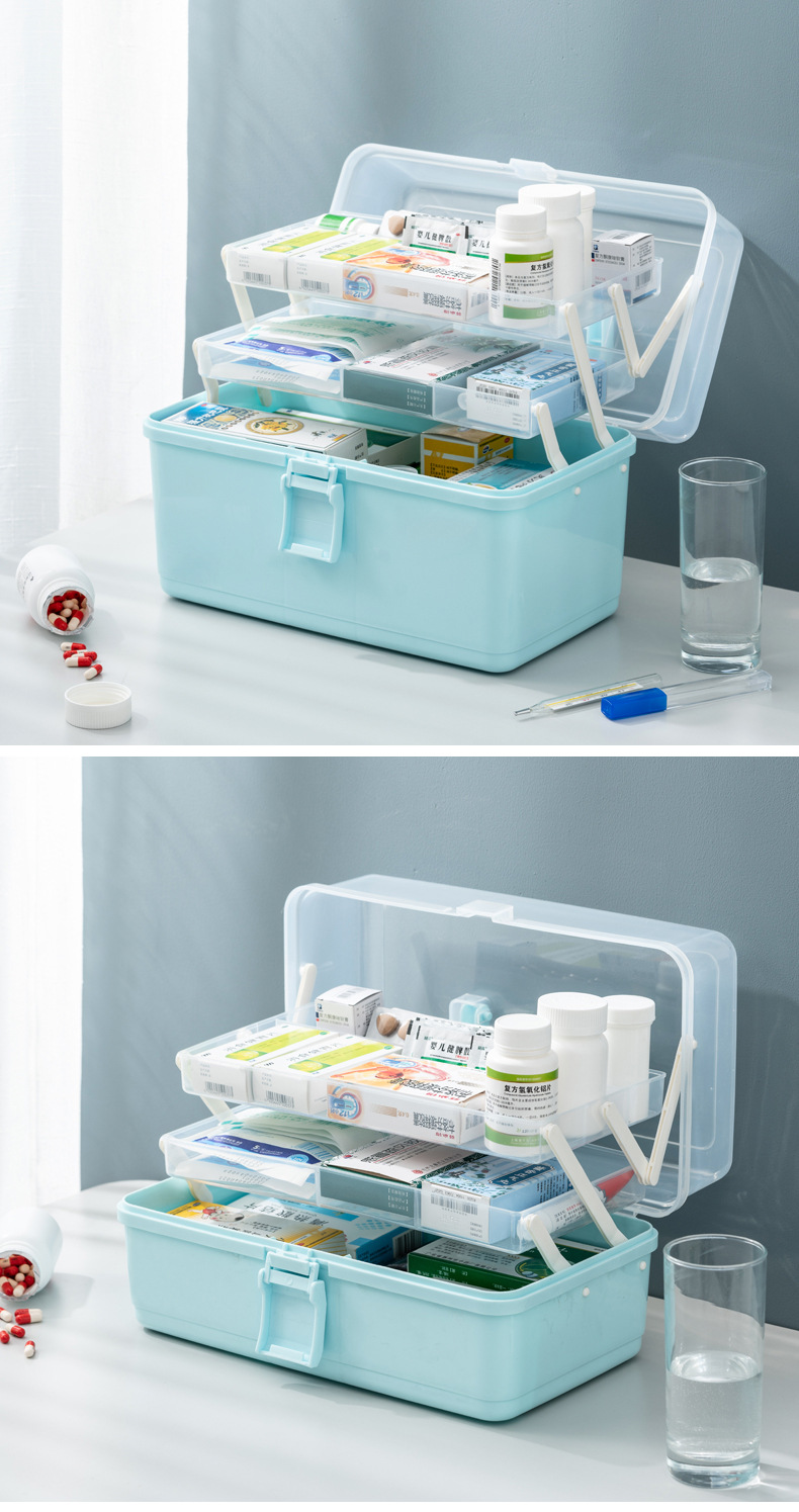 First Aid Medicine Box Plastic Family Pack Medicine Storage Box Household Emergency Three-Layer Transparent Separated Portable Outcalls Case First Aid Medicine Box Plastic Family Pack Medicine Storage Box Household Emergency Three-Layer Transparent Separated Portable Outcalls Case