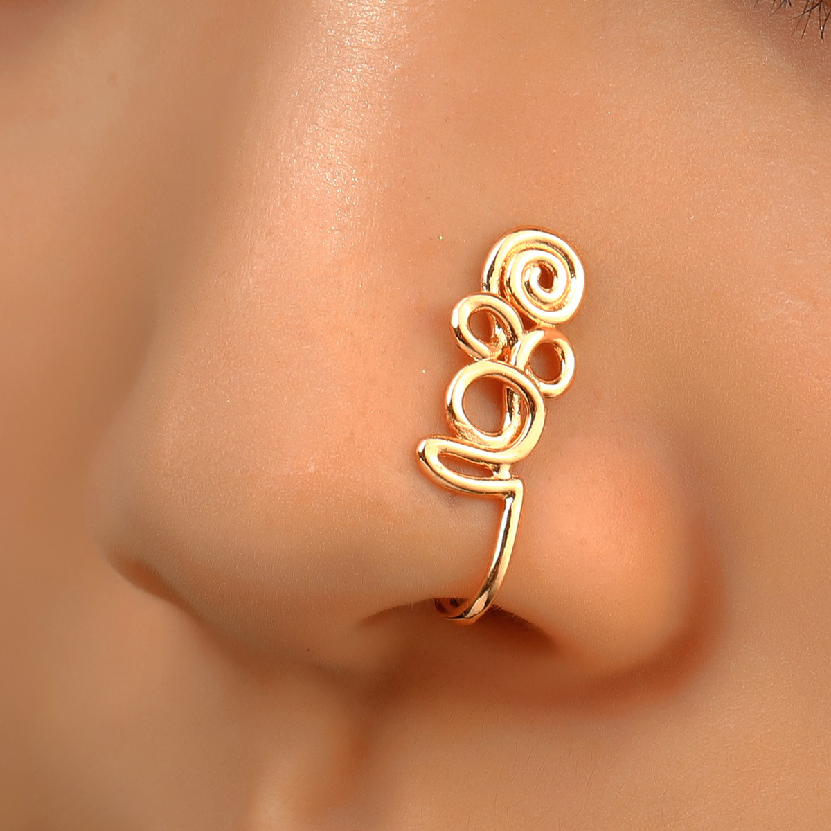 Europe and America Creative Non-Perforated U-Shaped Nasal Splint Copper Inlaid Zircon XINGX Love Crown Nose Ring False Nose Studs Piercing Jewelry