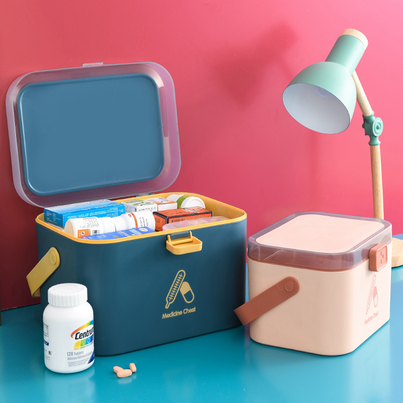 A113 Home Care Medicine Box Portable Large First Aid Medicine Box Household Plastic Medicine Cabinet Medicine Box Multi-Layer Medicine Storage Box