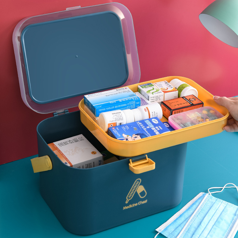 A113 Home Care Medicine Box Portable Large First Aid Medicine Box Household Plastic Medicine Cabinet Medicine Box Multi-Layer Medicine Storage Box