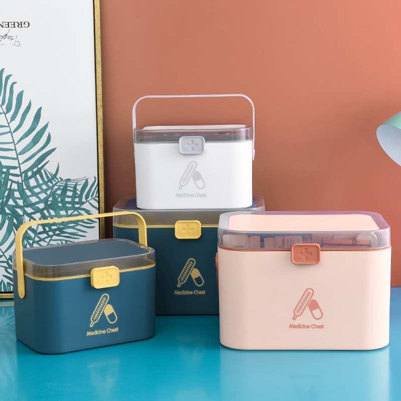 A113 Home Care Medicine Box Portable Large First Aid Medicine Box Household Plastic Medicine Cabinet Medicine Box Multi-Layer Medicine Storage Box
