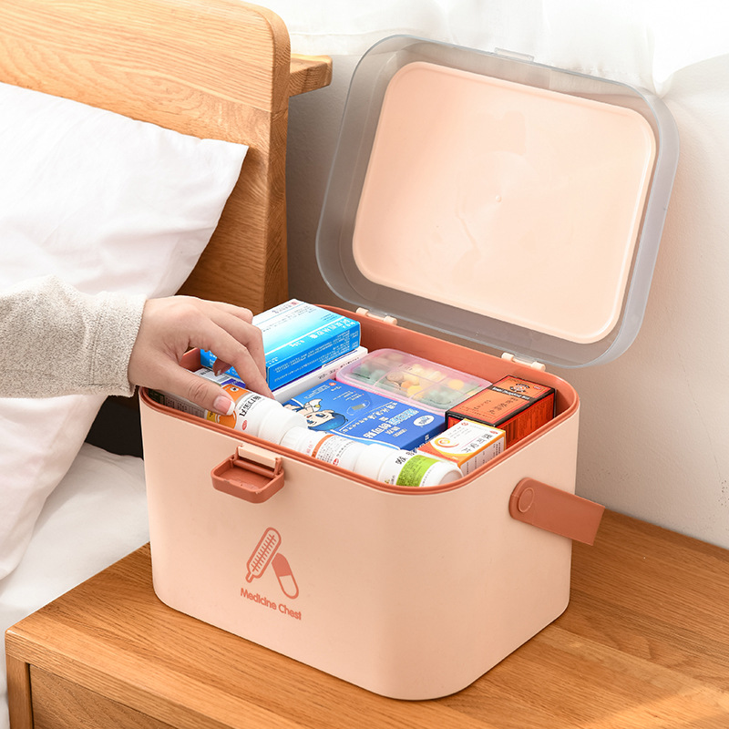 A113 Home Care Medicine Box Portable Large First Aid Medicine Box Household Plastic Medicine Cabinet Medicine Box Multi-Layer Medicine Storage Box