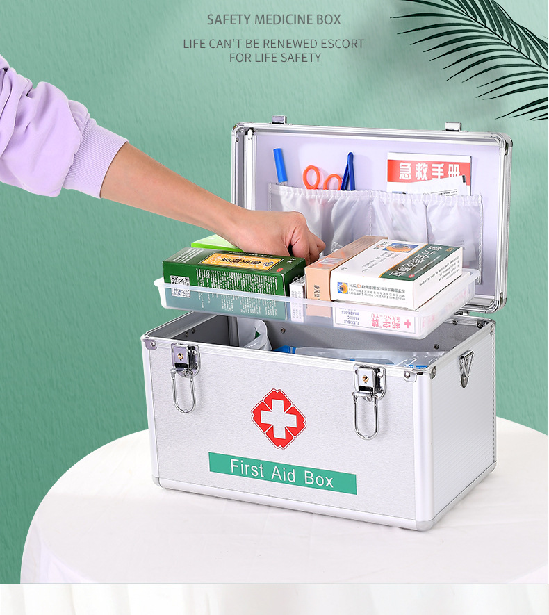 Aluminum Alloy Family Emergency First Aid Medicine Box Household Portable First-Aid Kit Set Drug Storage Small Medicine Box Set