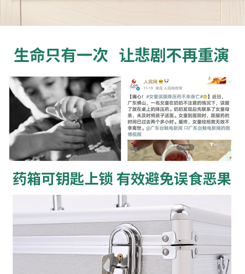 Aluminum Alloy Family Emergency First Aid Medicine Box Household Portable First-Aid Kit Set Drug Storage Small Medicine Box Set