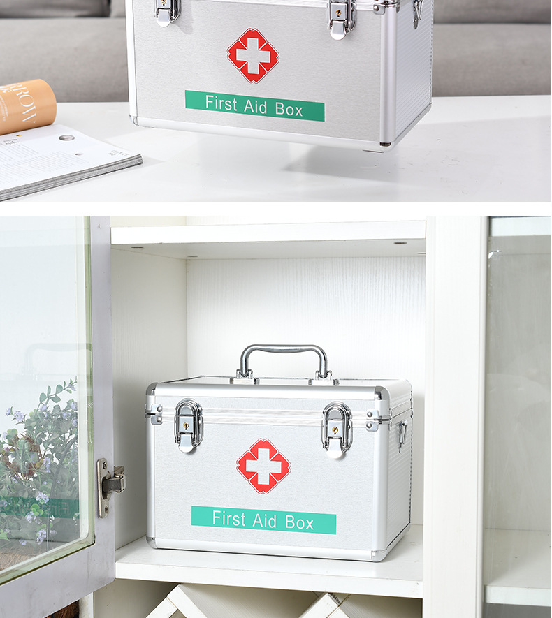 Aluminum Alloy Family Emergency First Aid Medicine Box Household Portable First-Aid Kit Set Drug Storage Small Medicine Box Set