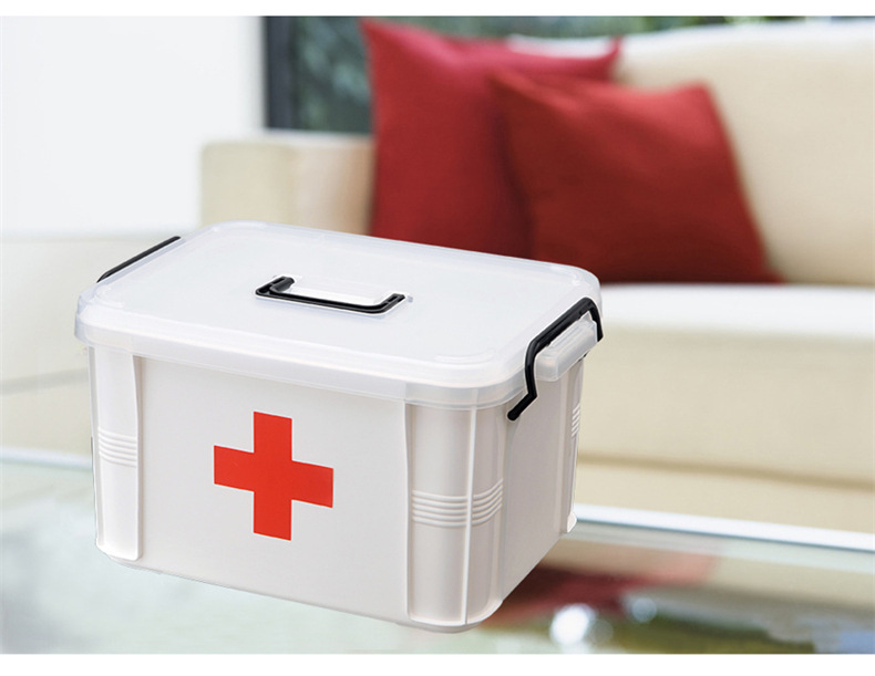 Household Portable Handle Medicine Box Compartment Drug Storage Finishing Plastic Box Double-Layer Simplicity Should Be First-Aid Kit