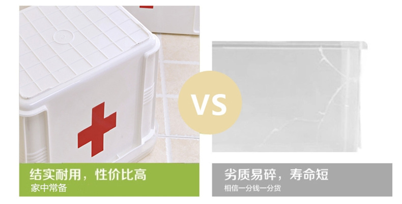 Household Portable Handle Medicine Box Compartment Drug Storage Finishing Plastic Box Double-Layer Simplicity Should Be First-Aid Kit