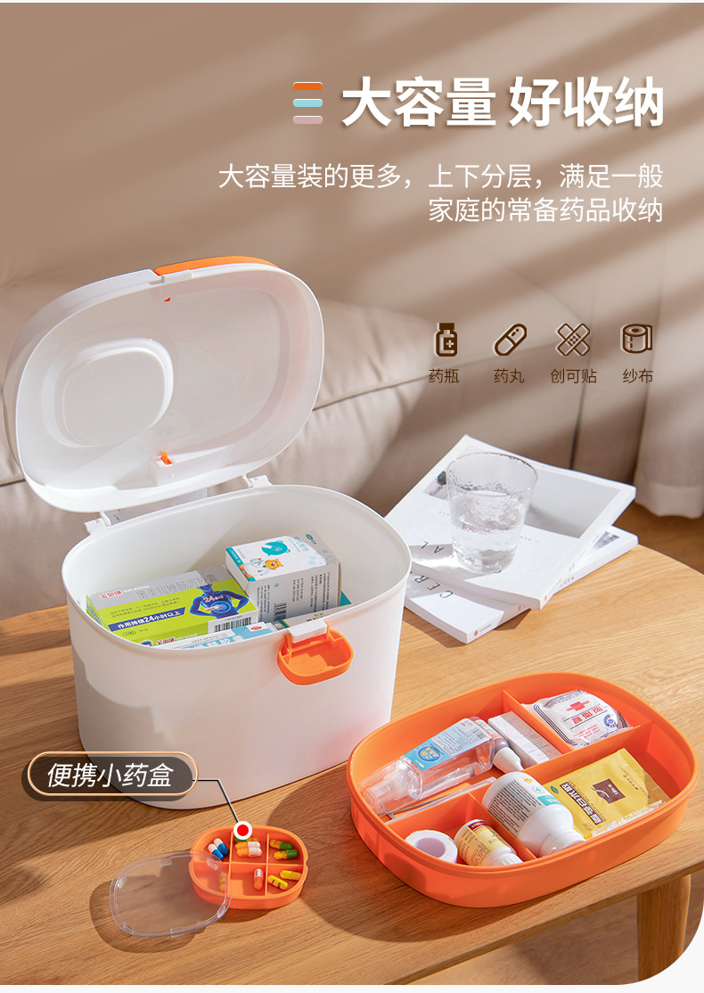 Medicine Box Family Pack Household Emergency Medicine Box Drug Storage Portable Pill Box Multi-Layer Large Capacity First Aid First Aid Kit