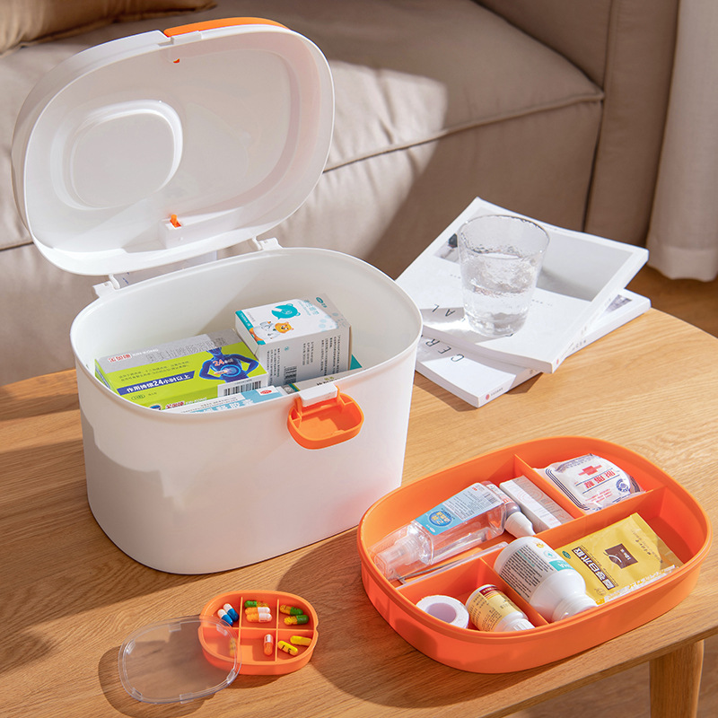 Medicine Box Family Pack Household Emergency Medicine Box Drug Storage Portable Pill Box Multi-Layer Large Capacity First Aid First Aid Kit