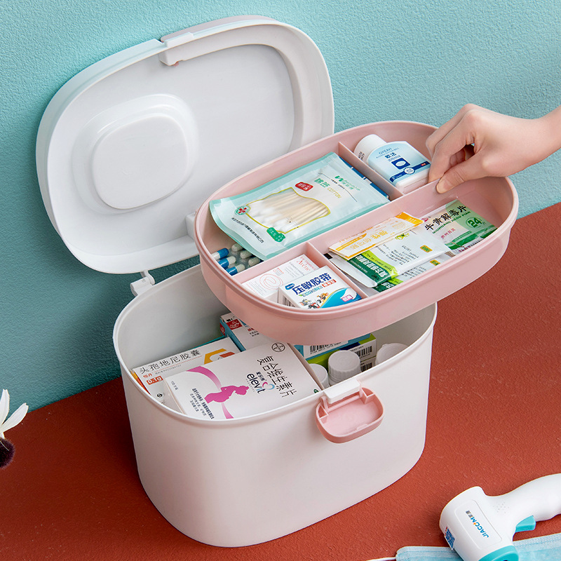 Medicine Box Family Pack Household Emergency Medicine Box Drug Storage Portable Pill Box Multi-Layer Large Capacity First Aid First Aid Kit