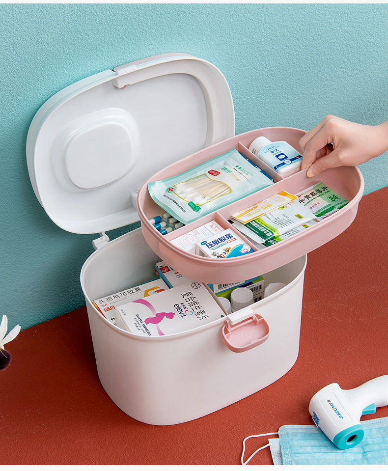 Medicine Box Family Pack Household Emergency Medicine Box Drug Storage Portable Pill Box Multi-Layer Large Capacity First Aid First Aid Kit