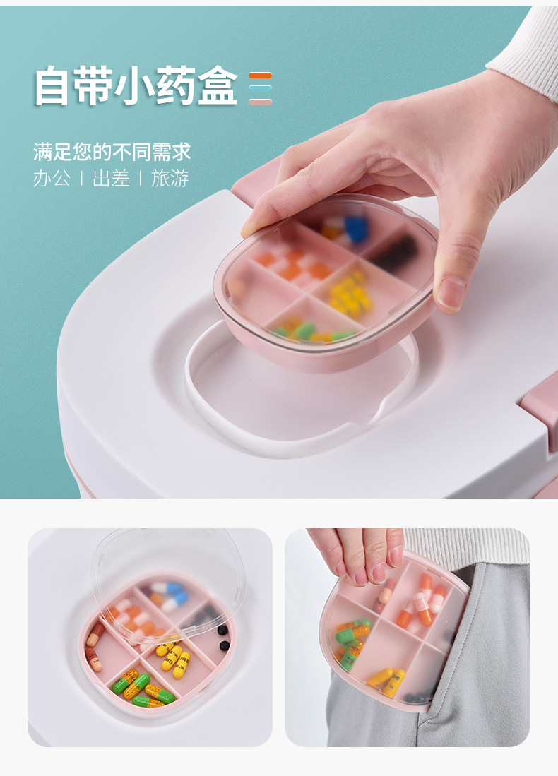 Medicine Box Family Pack Household Emergency Medicine Box Drug Storage Portable Pill Box Multi-Layer Large Capacity First Aid First Aid Kit