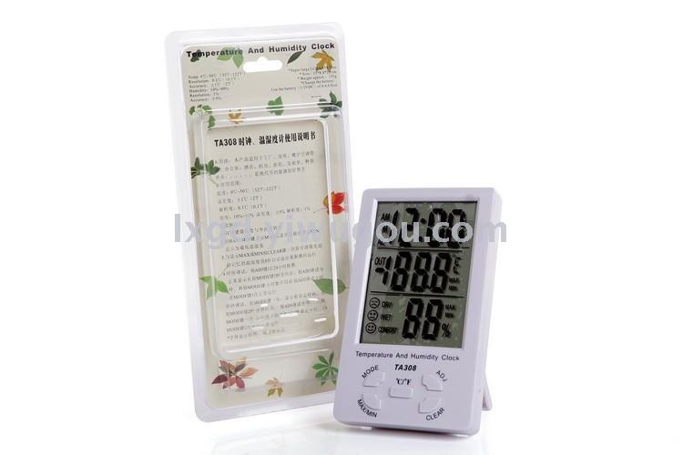 Ta308 Multifunctional Indoor Temperature and Humidity Time Clock Large Screen Hygrometer Electronic Digital Hygrothermograph