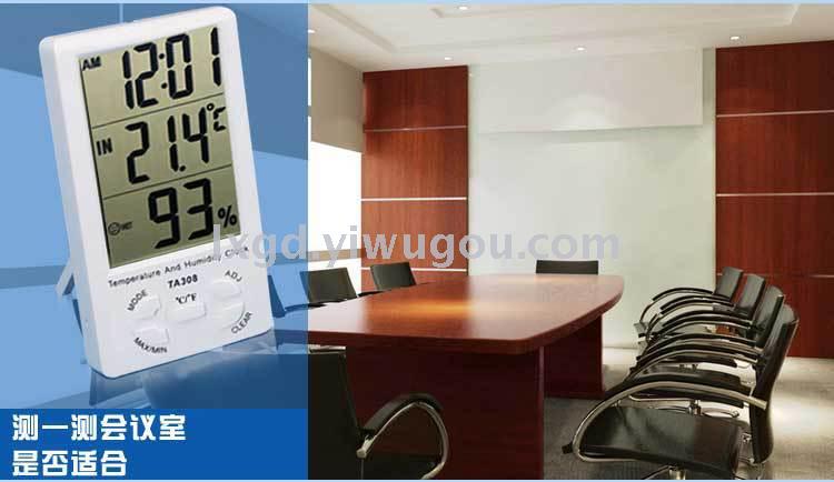Ta308 Multifunctional Indoor Temperature and Humidity Time Clock Large Screen Hygrometer Electronic Digital Hygrothermograph