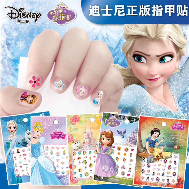 Genuine 3D Princess Elsa Frozen Cartoon Nail Sticker Disney Sticker Children Girl Nail Sticker