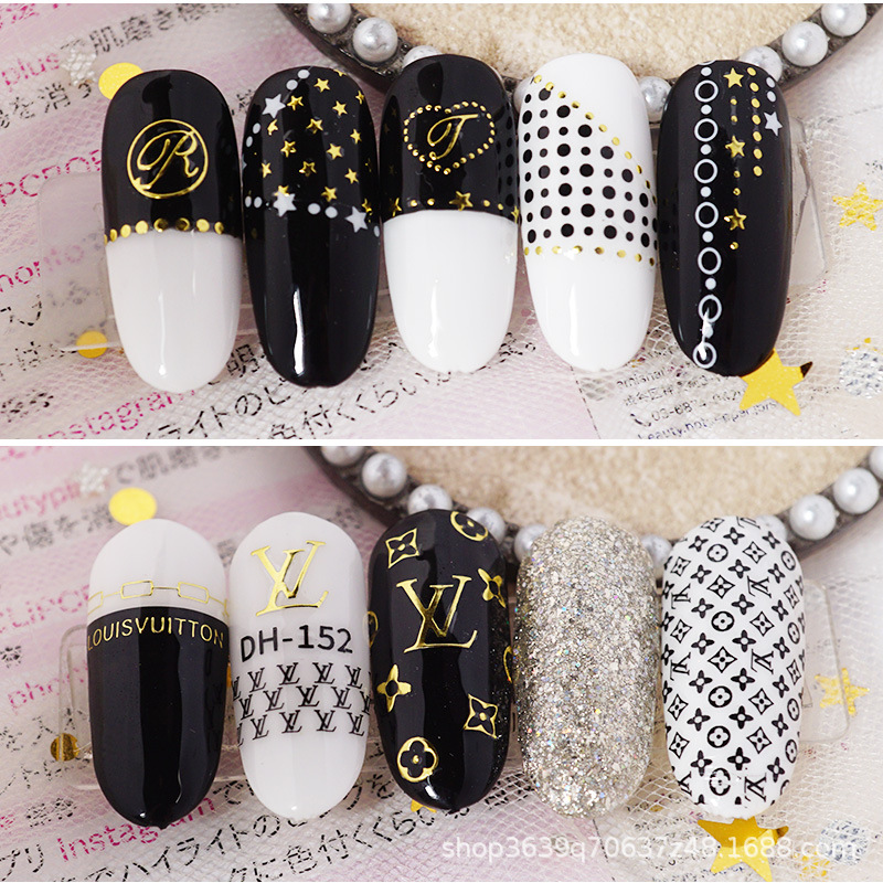 Japanese Nail Sticker Champagne Gold Nail Sticker 3D with Adhesive Graceful Nail Sticker Decorative Nail Shaped Piece Japanese Nail Sticker Champagne Gold Nail Sticker 3D with Adhesive Graceful Nail Sticker Decorative Nail Shaped Piece