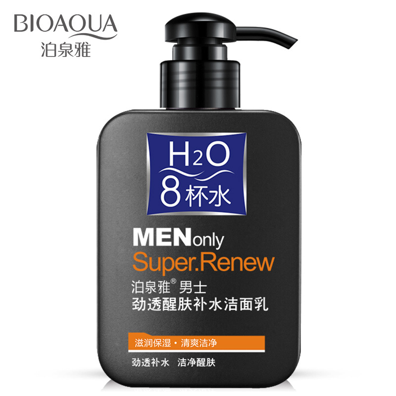 Bioaqua 8 Glasses of Water Men&#039;s Energy Refreshing Facial Cleanser Improve Blackhead Exfoliating Deep Cleansing and Oil Controlling Direct Sales