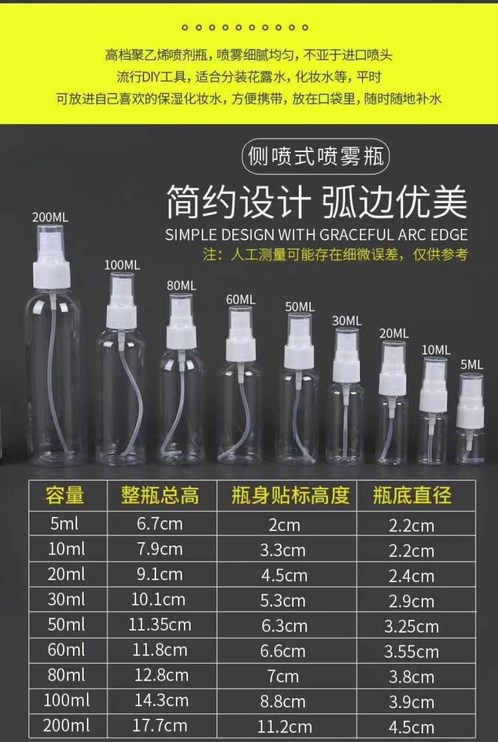 Portable Subpackaging Bottles Cosmetic Bottle Travel Buckle Spray Bottle Cleansing Water Small Spray Bottle Pet Lotion Pump