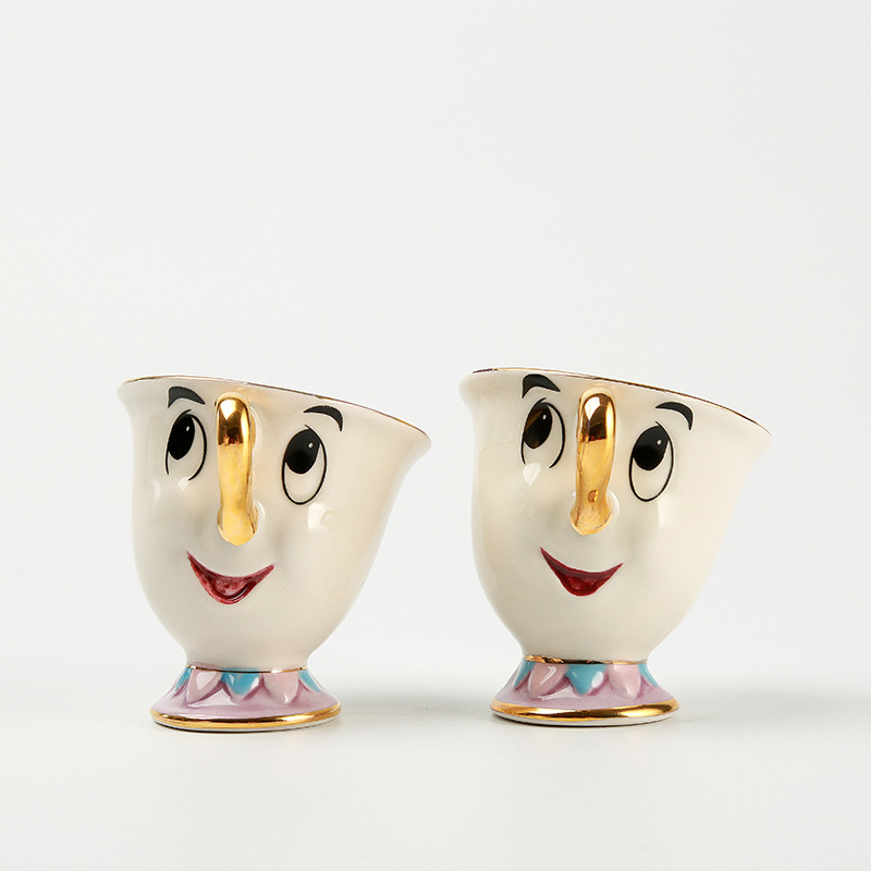 Cartoon Teapot and Teacup Kit Beauty and Beast Ceramic Gold-Plated Tea Pot Wife Archie Cup Creative Birthday Gift
