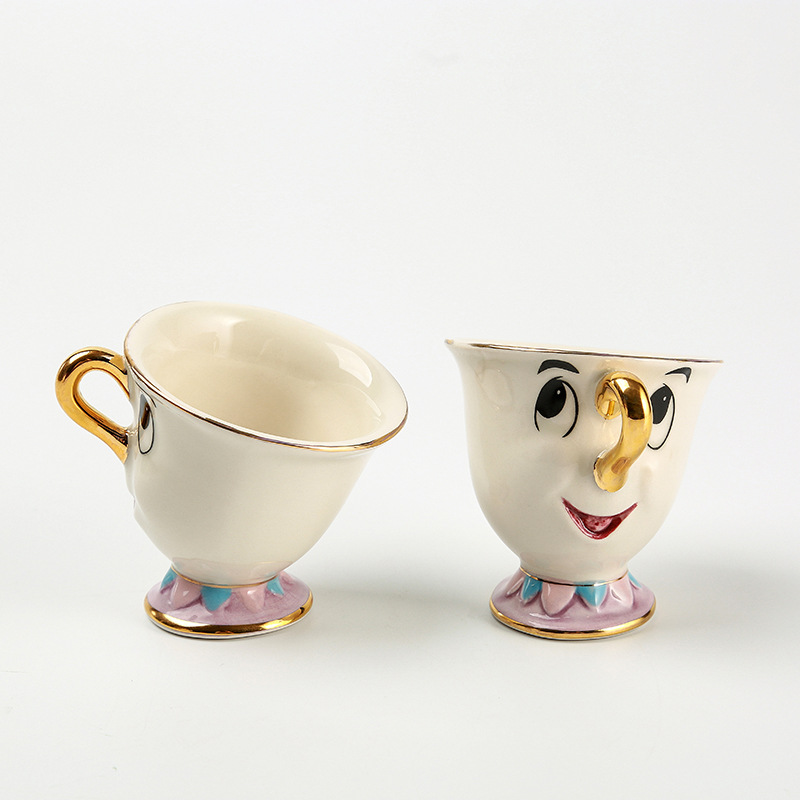 Cartoon Teapot and Teacup Kit Beauty and Beast Ceramic Gold-Plated Tea Pot Wife Archie Cup Creative Birthday Gift
