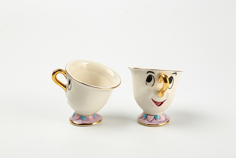 Cartoon Teapot and Teacup Kit Beauty and Beast Ceramic Gold-Plated Tea Pot Wife Archie Cup Creative Birthday Gift Cartoon Teapot and Teacup Kit Beauty and Beast Ceramic Gold-Plated Tea Pot Wife Archie Cup Creative Birthday Gift