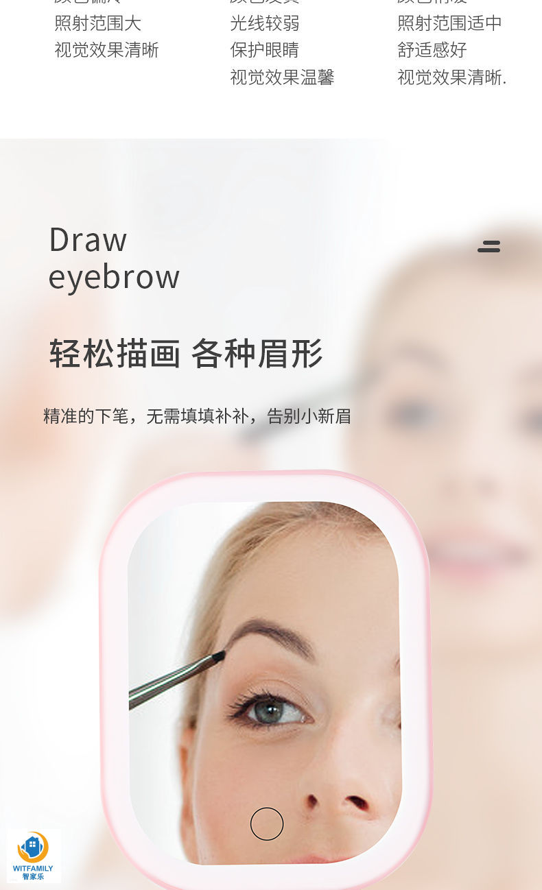 Makeup Mirror Desktop Led Makeup Fill Light Dressing Girls' Dormitory Internet Celebrity Portable Portable Square Mirror Ins Small Mirror