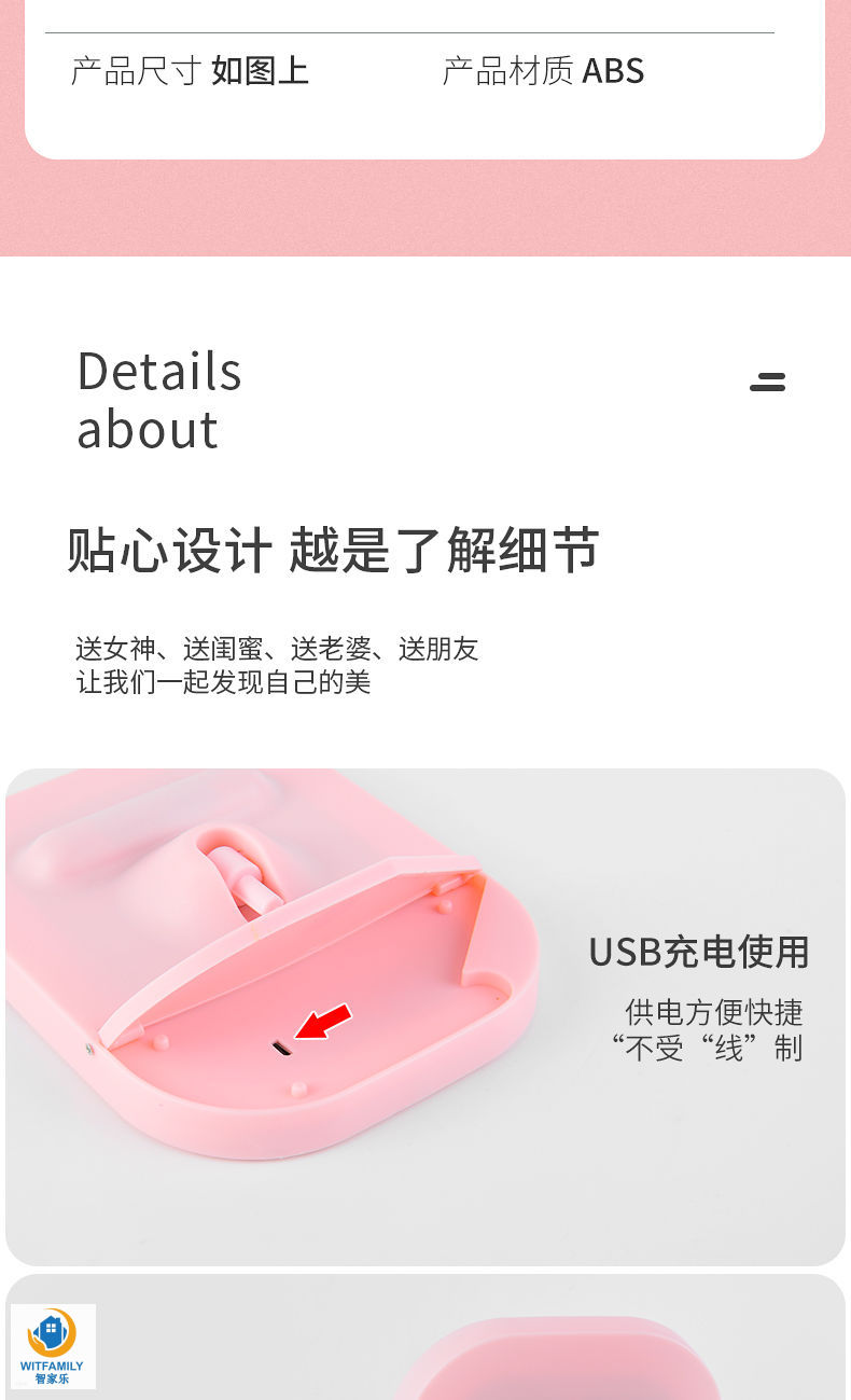 Makeup Mirror Desktop Led Makeup Fill Light Dressing Girls' Dormitory Internet Celebrity Portable Portable Square Mirror Ins Small Mirror