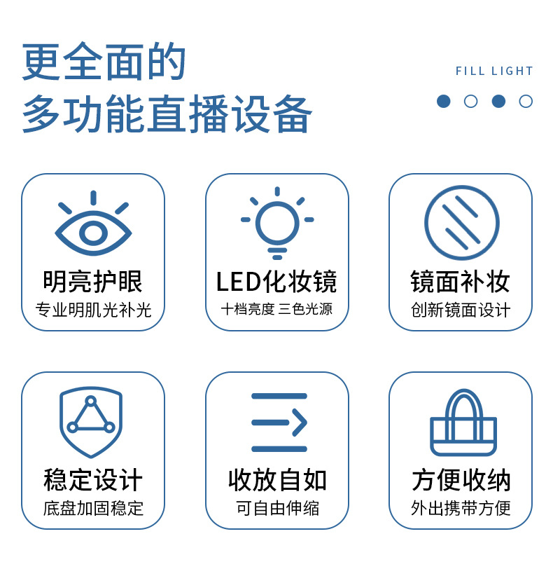 New Phone Stand for Live Streaming Led Fill Light Makeup Mirror Douyin Online Influencer Anchor Desktop Photography Bracket Artifact